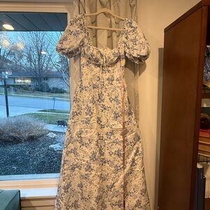 House of CB Blue and White Floral Maxi Dress
